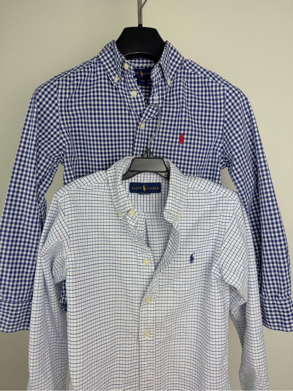 RALPH LAUREN Boys Lot of 2 Button Down Shirts Size 8 (S) Plaid Gingham